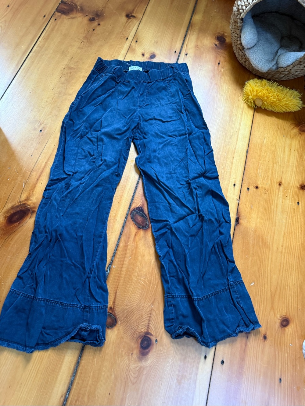 cloth & stone Navy Blue Wide-Leg Elastic Waist Pants